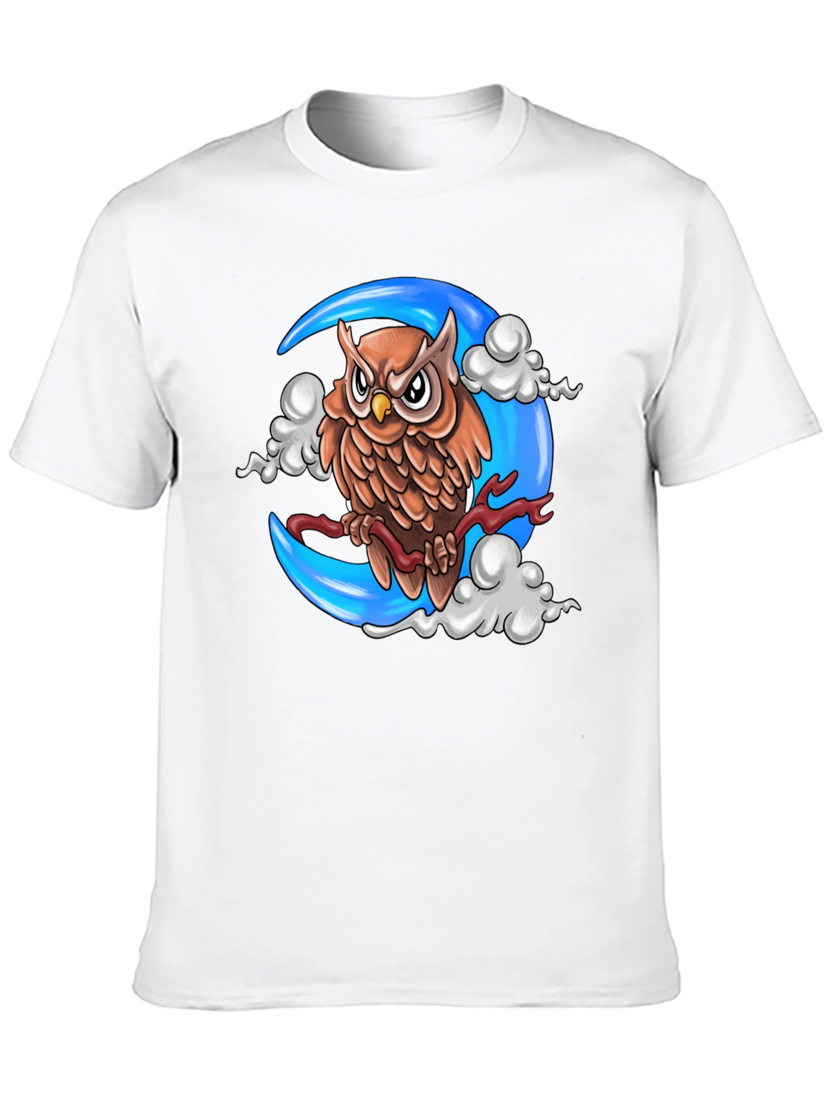 Owl on Moon Graphic T-Shirt - Black