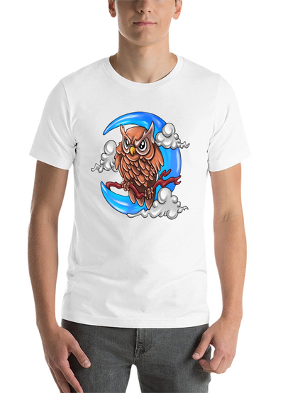 Owl on Moon Graphic T-Shirt - Black