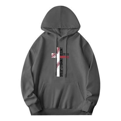 Faith & Baseball Cross Graphic Gray Hoodie, Soft & Comfortable Daily Pullover