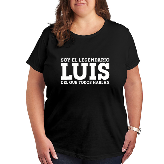 Spanish Quote Soy El Legendario Luis Bold Letter Print Plus Size Women Printed T-Shirt