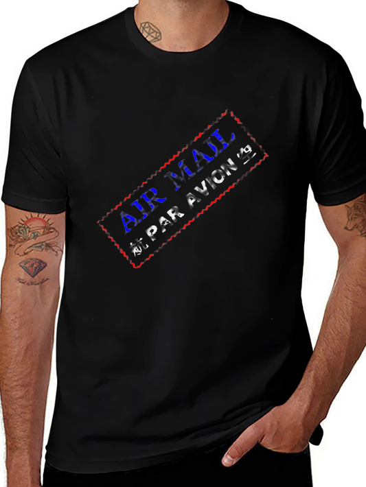 Air Mail Par Avion Graphic Black T-Shirt