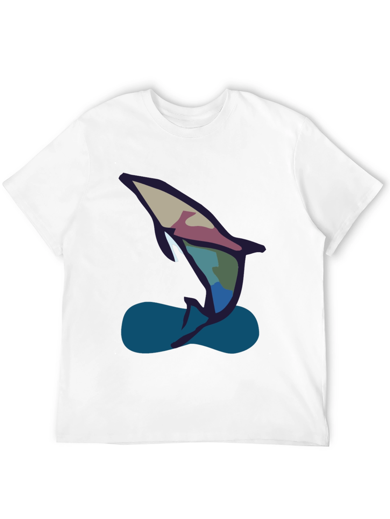 Abstract Dolphin Graphic Tee - Black