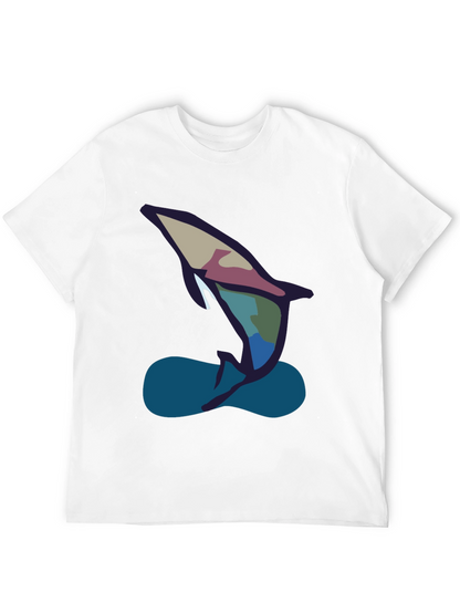 Abstract Dolphin Graphic Tee - Black
