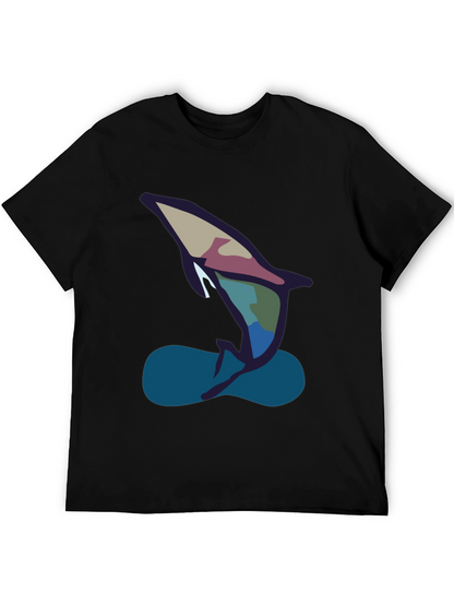 Abstract Dolphin Graphic Tee - Black