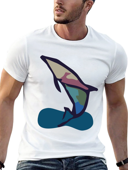 Abstract Dolphin Graphic Tee - Black