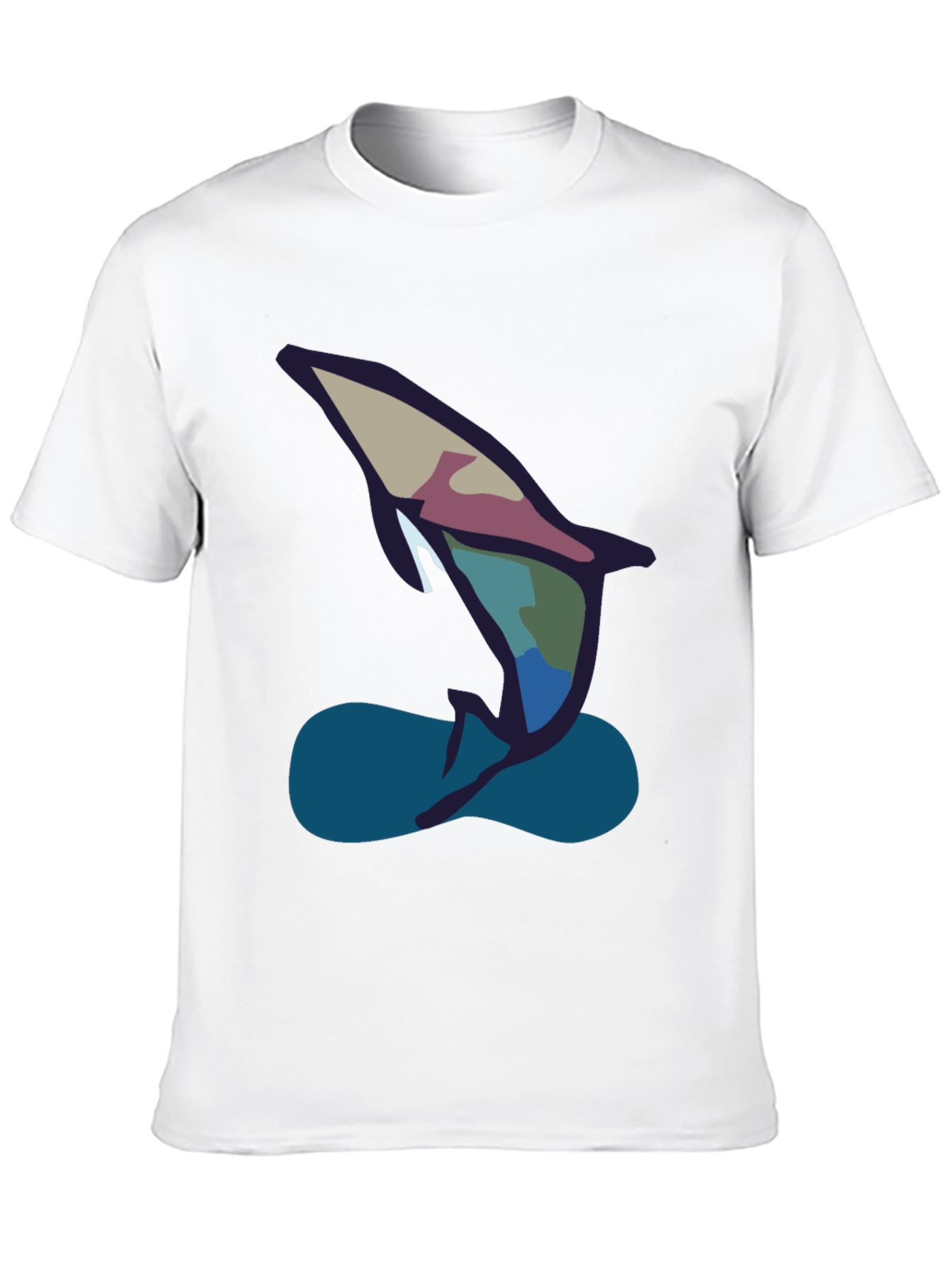 Abstract Dolphin Graphic Tee - Black
