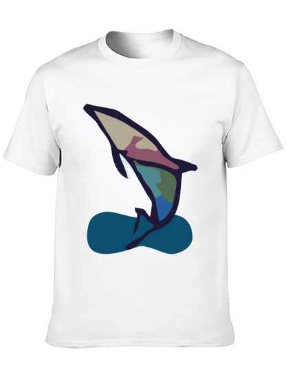 Abstract Dolphin Graphic Tee - Black