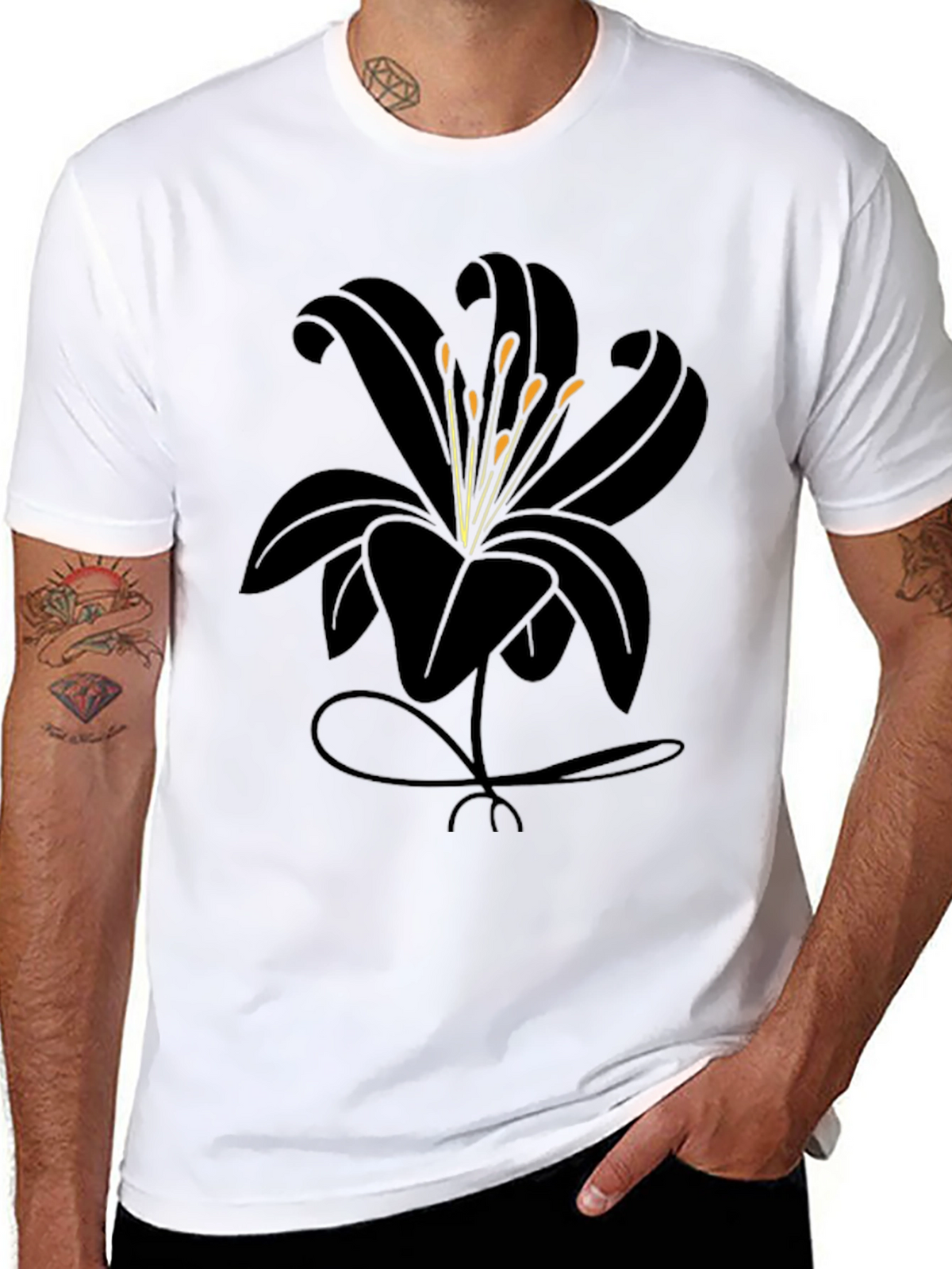 Black Lily Graphic Tee - Stylish Mens Casual Shirt