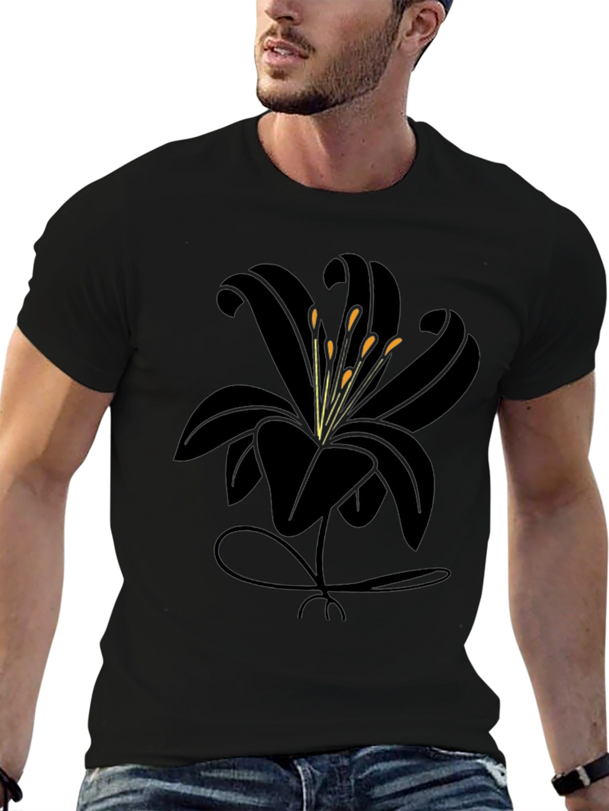 Black Lily Graphic Tee - Stylish Mens Casual Shirt