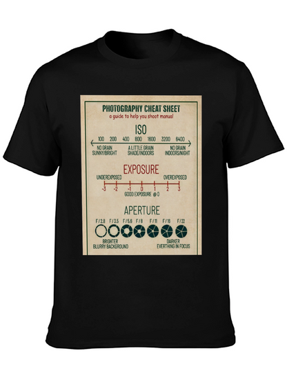 Photography Cheat Sheet T-Shirt - Camera Settings Guide Tee