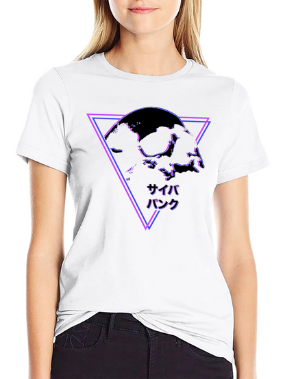 Cyberpunk Skull Graphic Black T-Shirt