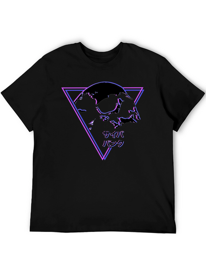 Cyberpunk Skull Graphic Black T-Shirt