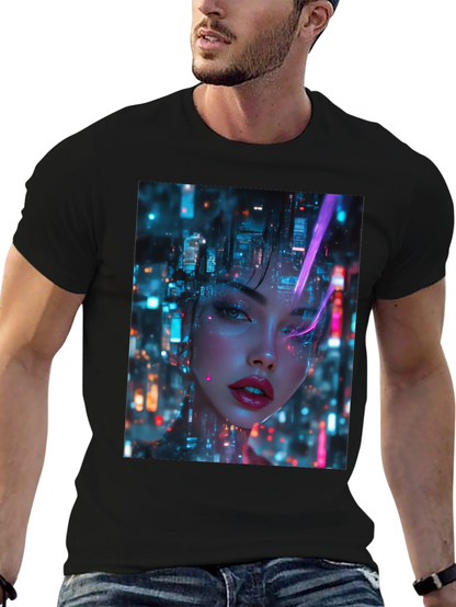 Cyberpunk Girl Black T-Shirt