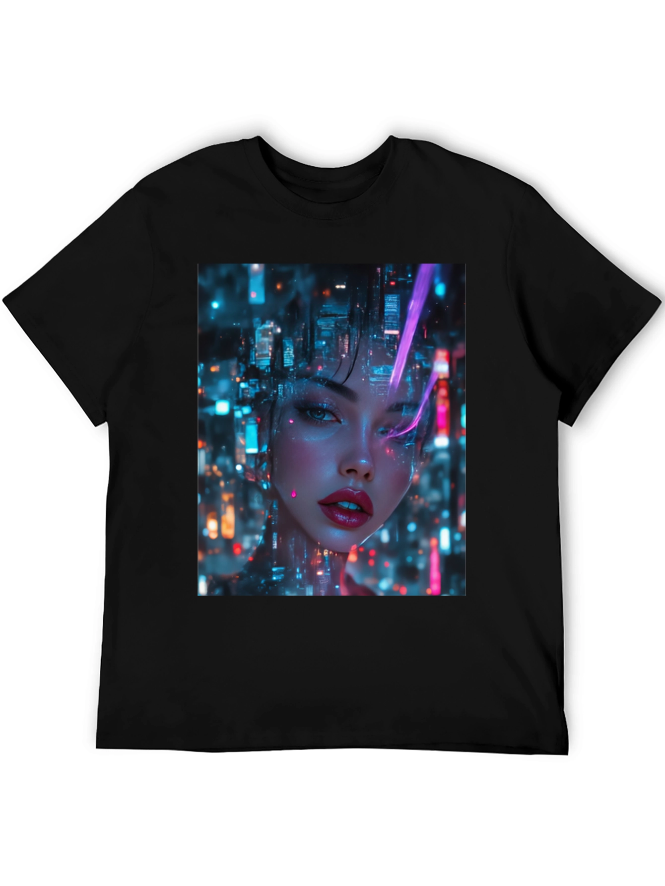 Cyberpunk Girl Black T-Shirt