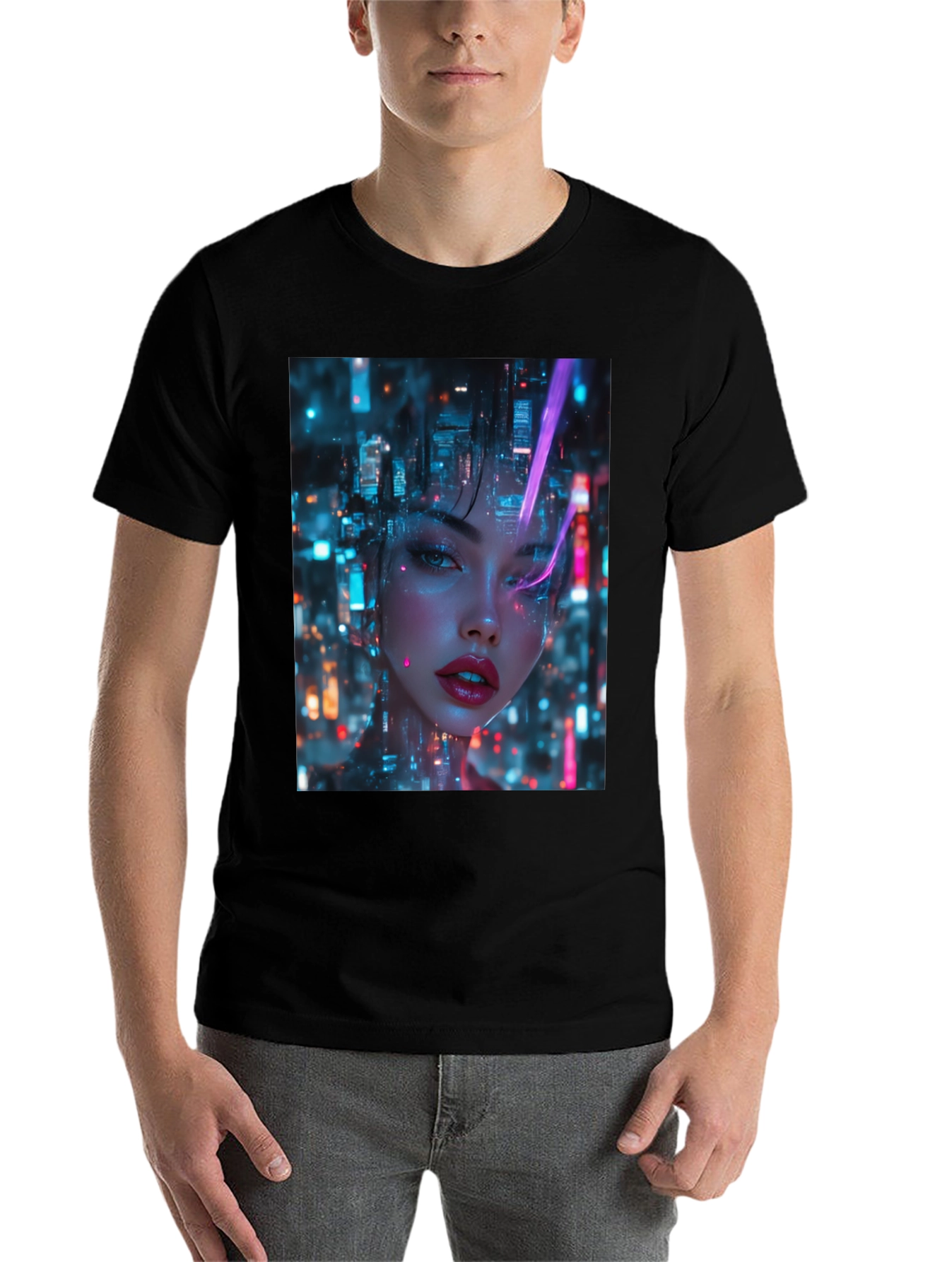 Cyberpunk Girl Black T-Shirt
