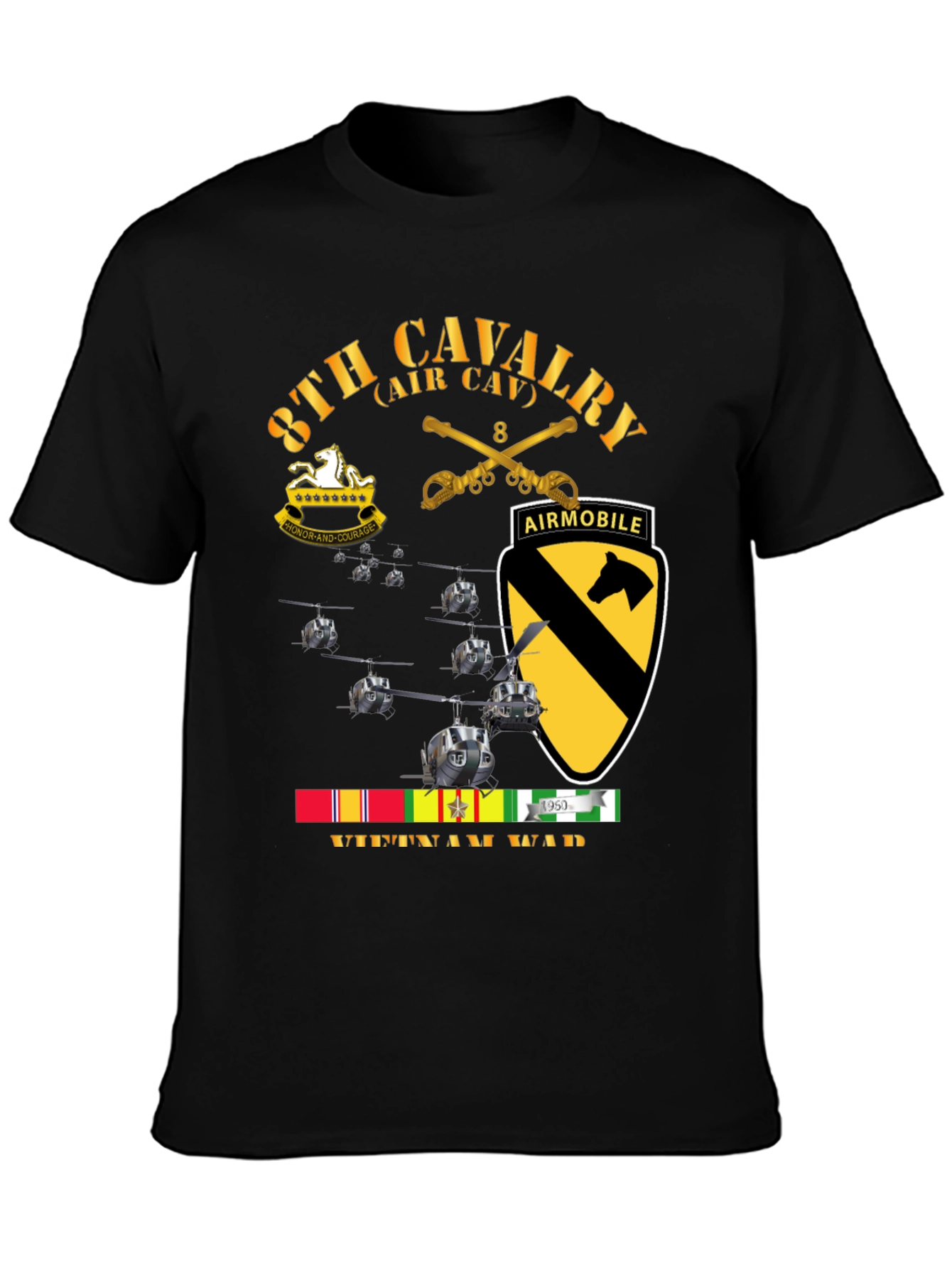8th Cavalry Vietnam War T-Shirt Air Mobile Tee