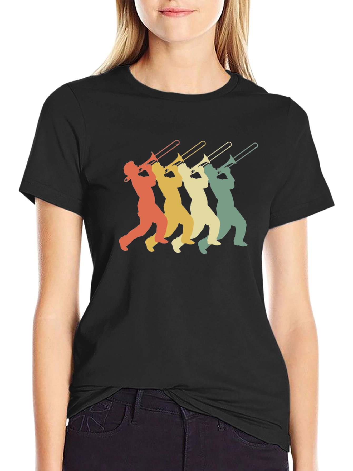 Retro Trombone Player Graphic T-Shirt