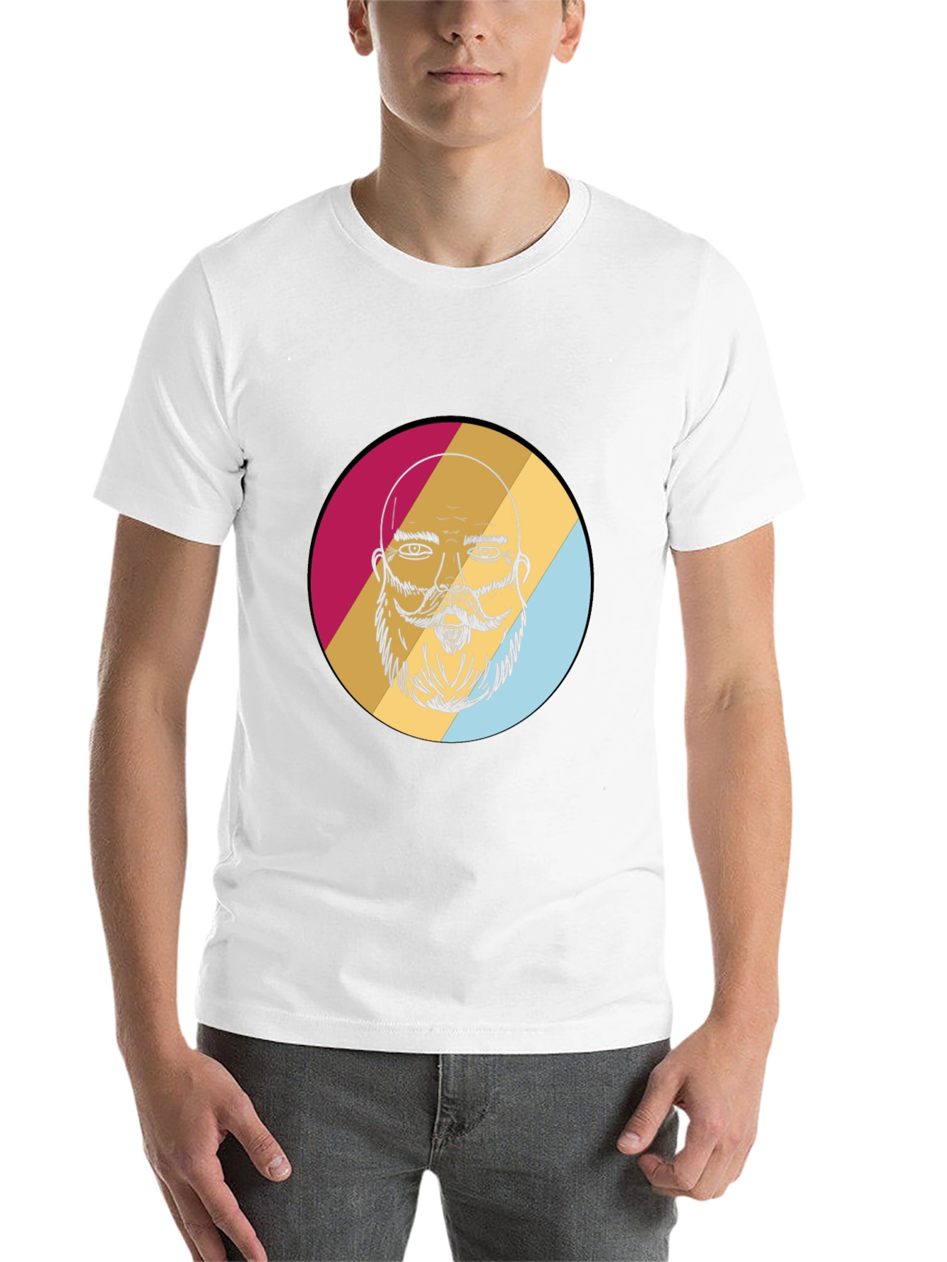 Bearded Man Graphic Tee - Retro Style