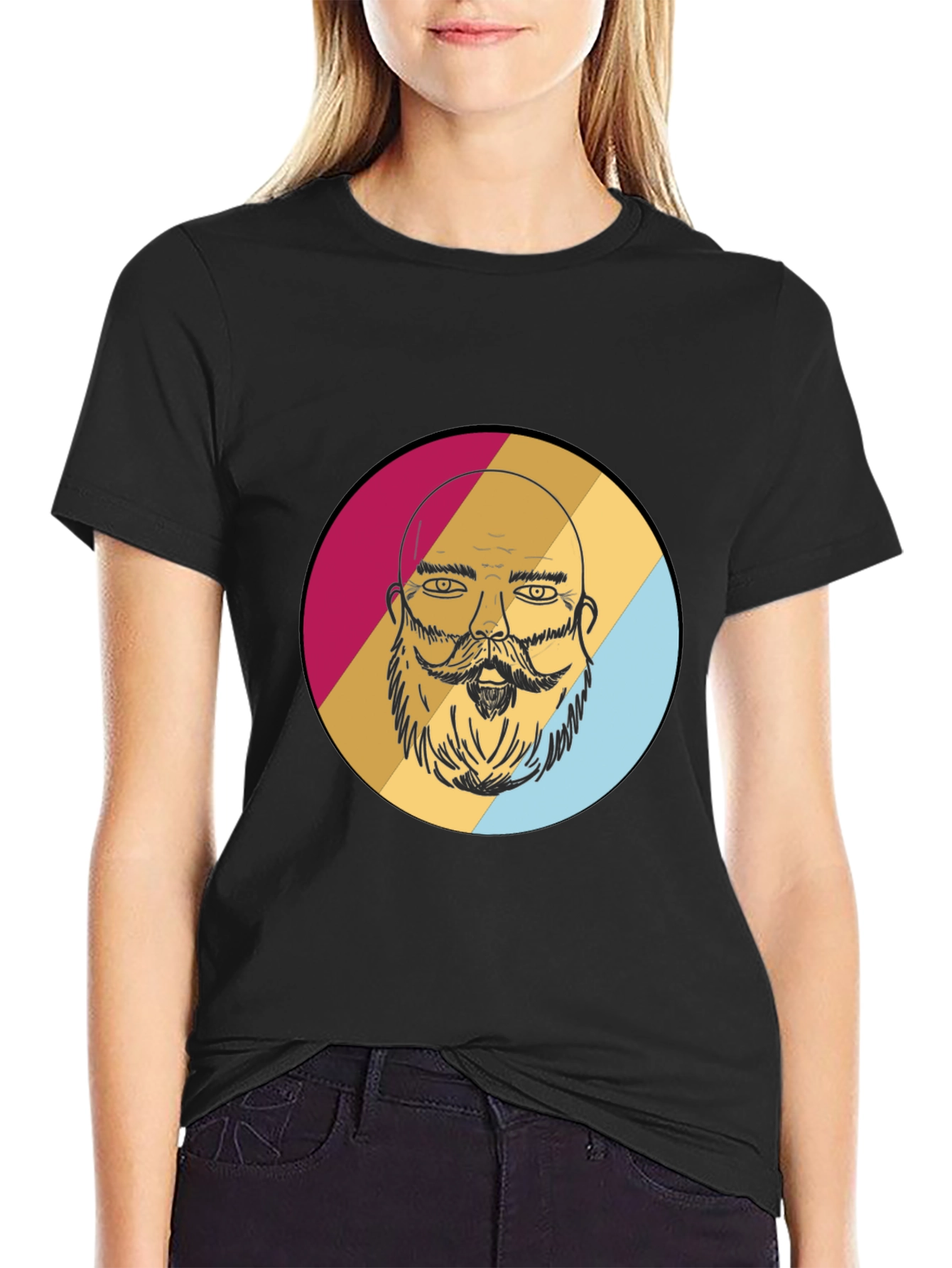 Bearded Man Graphic Tee - Retro Style