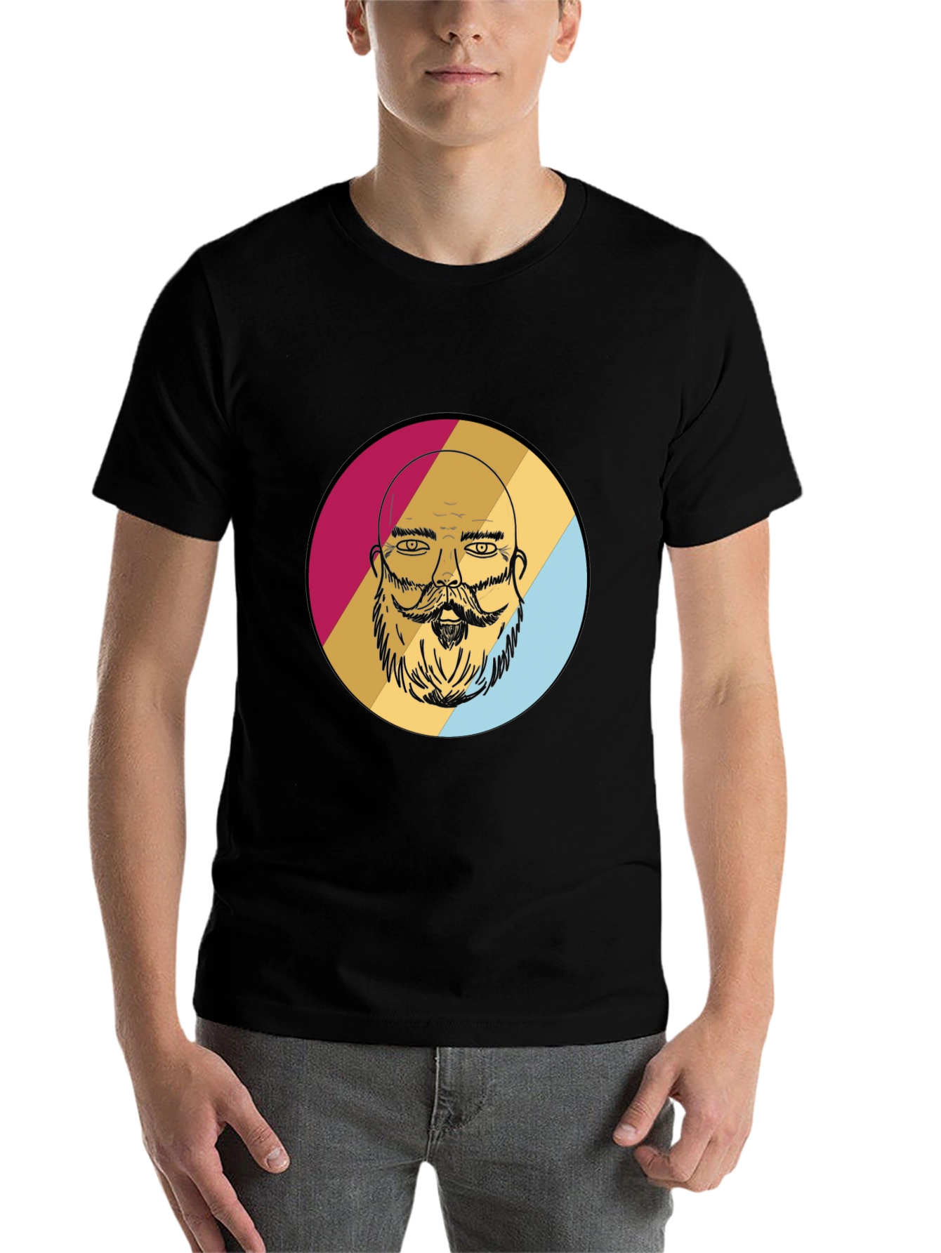 Bearded Man Graphic Tee - Retro Style
