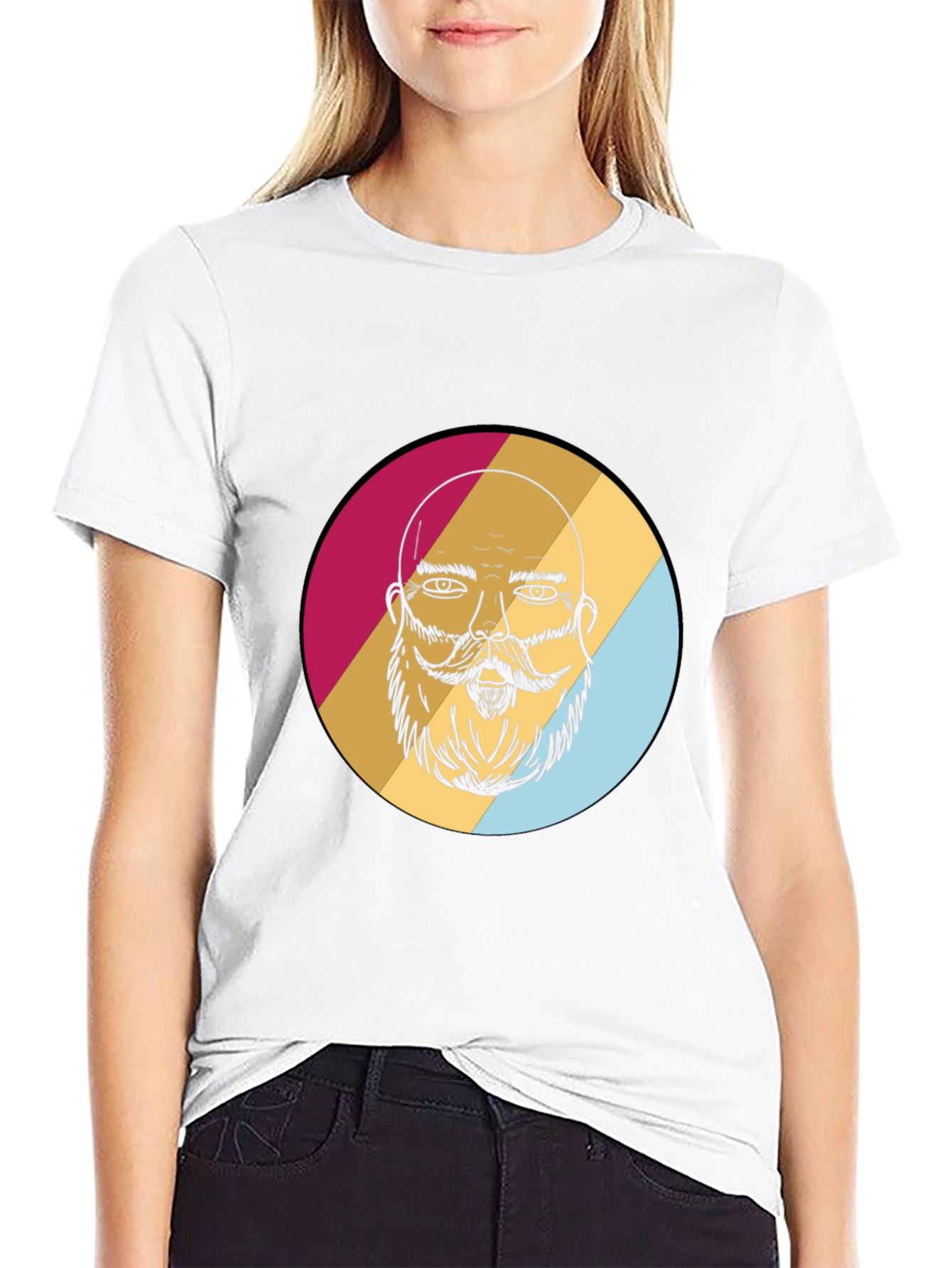Bearded Man Graphic Tee - Retro Style
