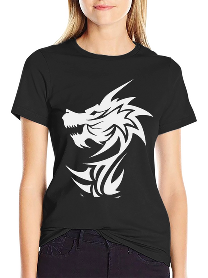 Dragon Graphic Black T-Shirt - Bold Tribal Design