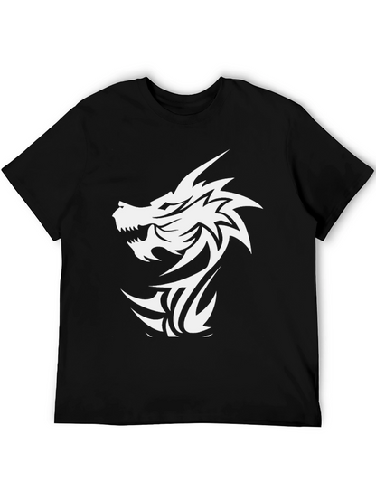 Dragon Graphic Black T-Shirt - Bold Tribal Design