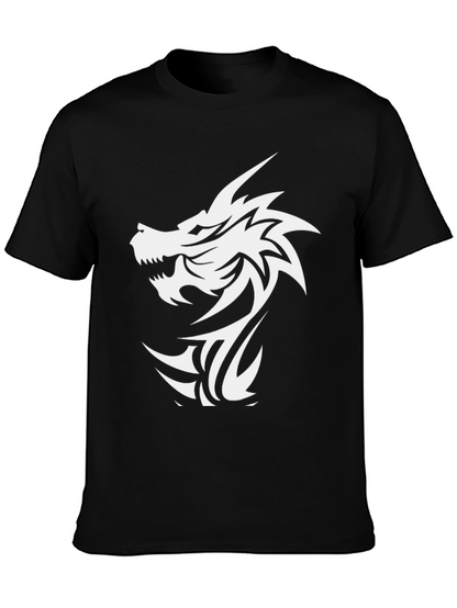 Dragon Graphic Black T-Shirt - Bold Tribal Design
