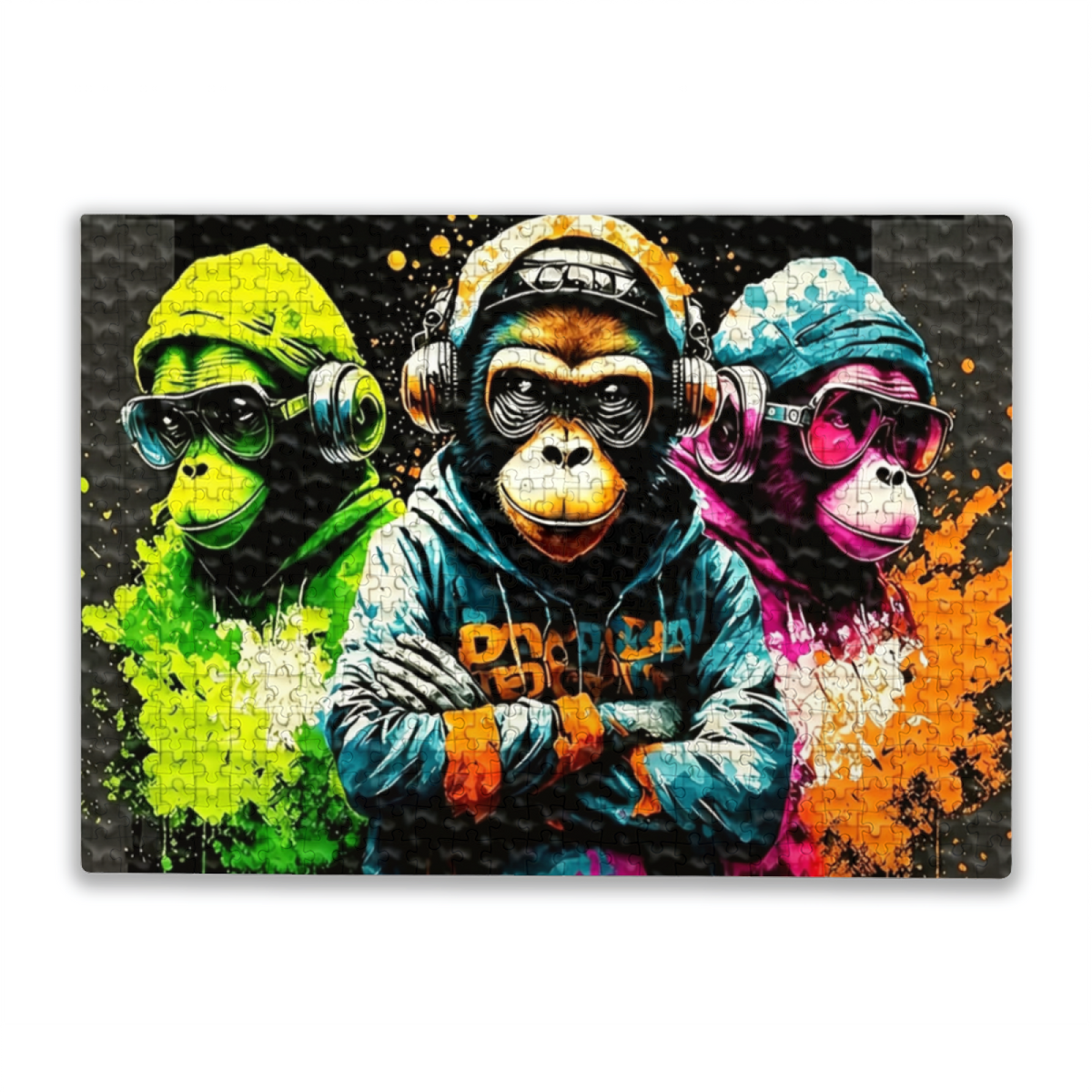 Street Art Cool DJ Gorillas With Headphones Graffiti Style Puzzle | 300/500/1000 Pieces