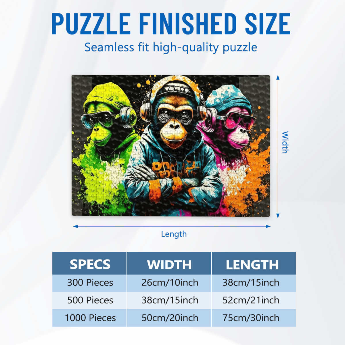 Street Art Cool DJ Gorillas With Headphones Graffiti Style Puzzle | 300/500/1000 Pieces