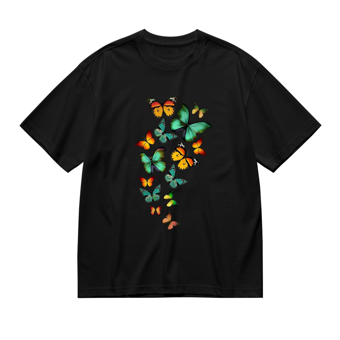 Vibrant Rainbow Butterfly Swirl Art Plus Size Women Printed T-Shirt