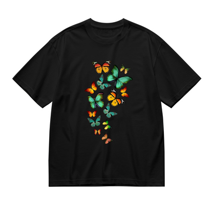 Vibrant Rainbow Butterfly Swirl Art Plus Size Women Printed T-Shirt