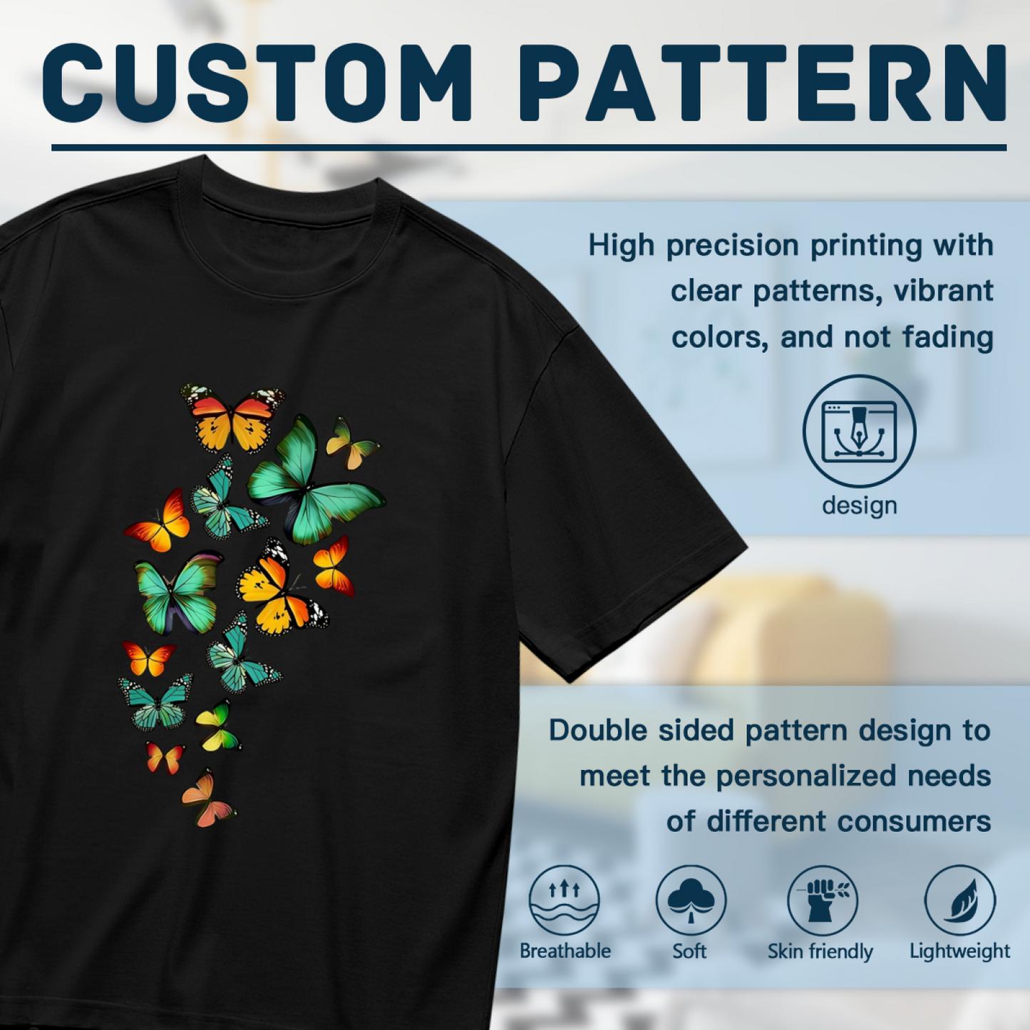 Vibrant Rainbow Butterfly Swirl Art Plus Size Women Printed T-Shirt