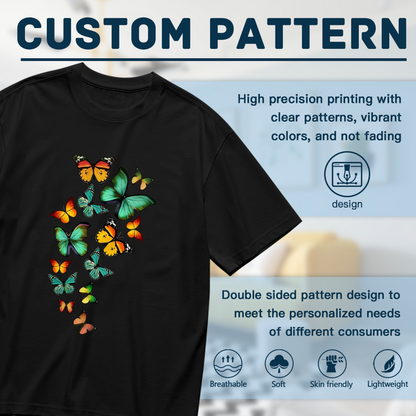 Vibrant Rainbow Butterfly Swirl Art Plus Size Women Printed T-Shirt