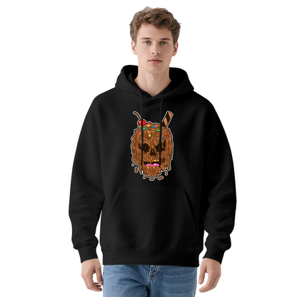 Melting Chocolate Ice Cream Skull Cute White Hoodie, Soft Unisex Sweet Style Top