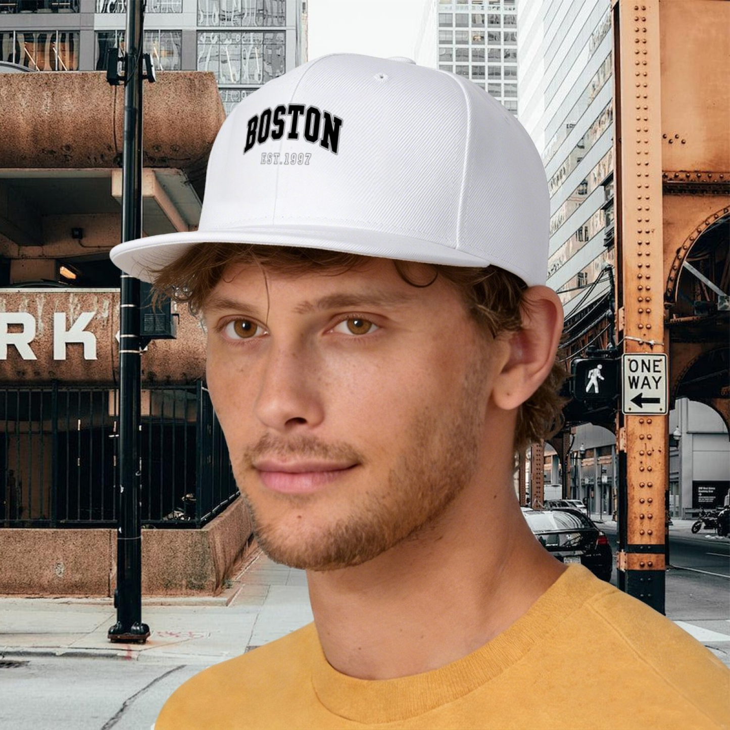 Vintage BOSTON EST.1997 City Style White Flat Snapback