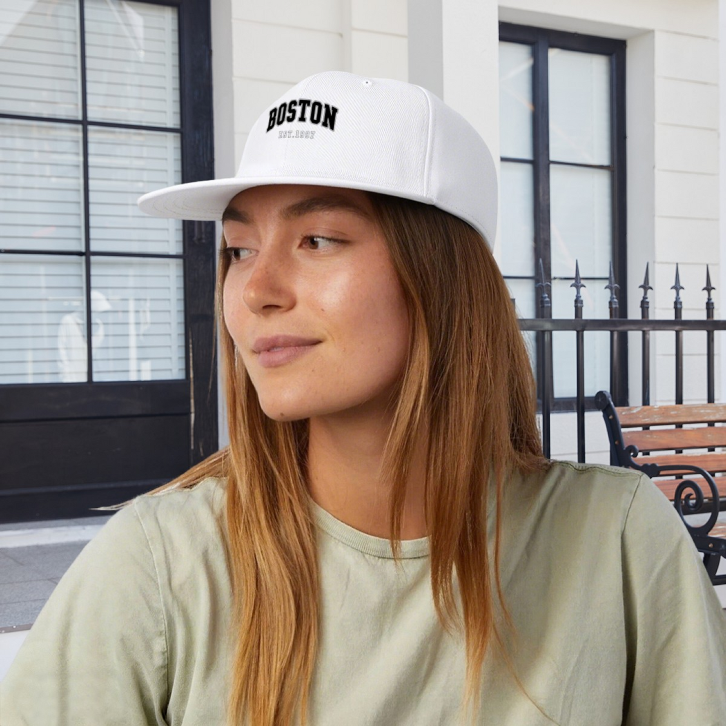 Vintage BOSTON EST.1997 City Style White Flat Snapback