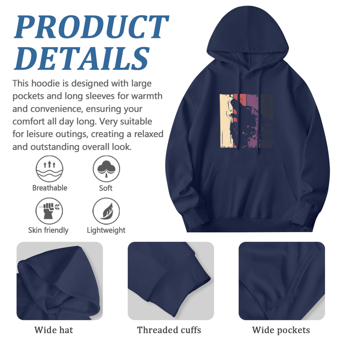 Colorful Pullover Hoodie: Abstract Graphic Design, Casual Comfort