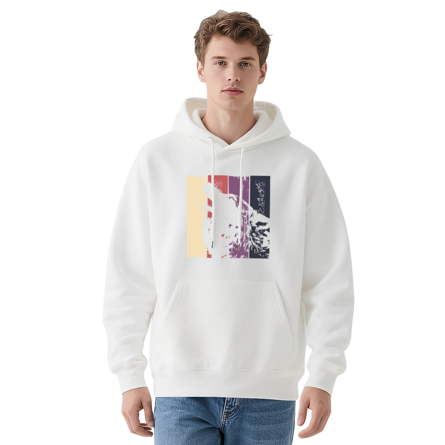 Colorful Pullover Hoodie: Abstract Graphic Design, Casual Comfort