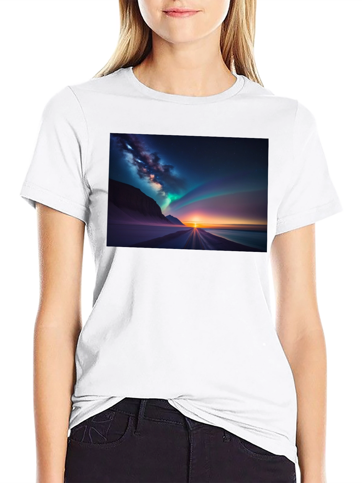 Aurora Borealis Graphic Tee - Black