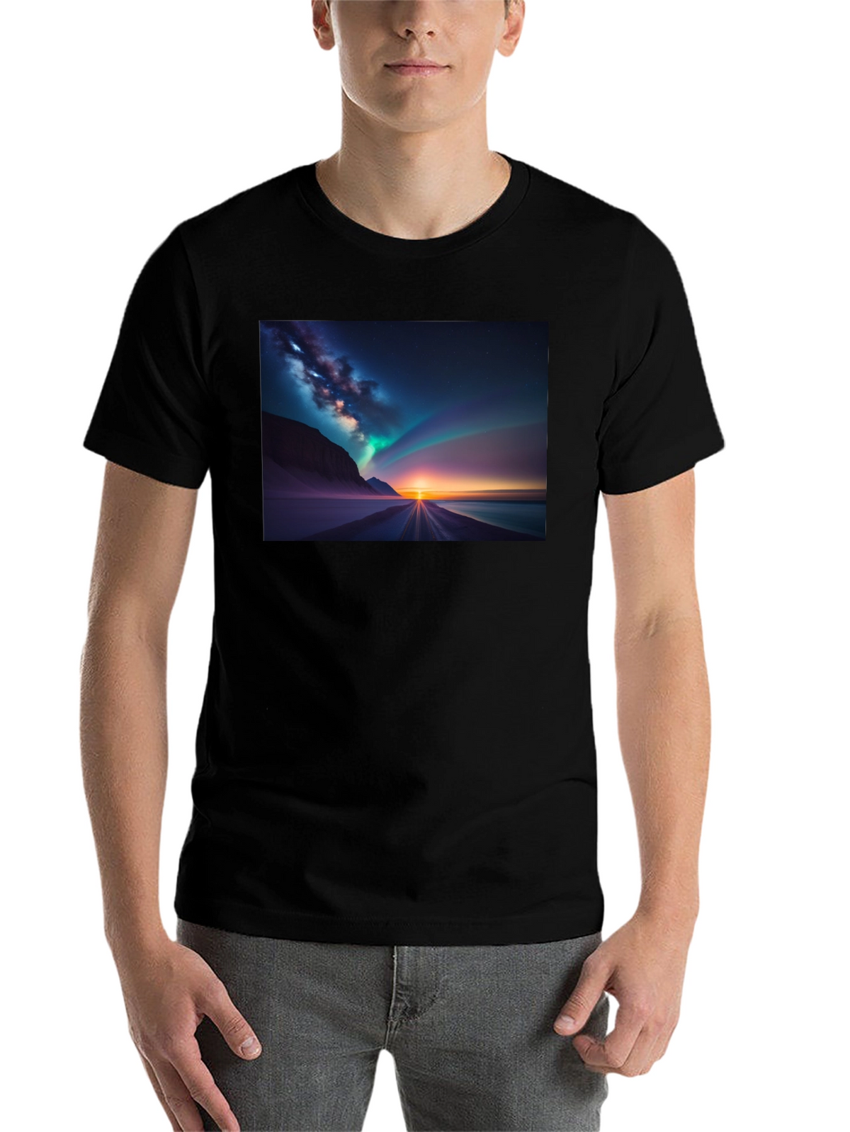 Aurora Borealis Graphic Tee - Black