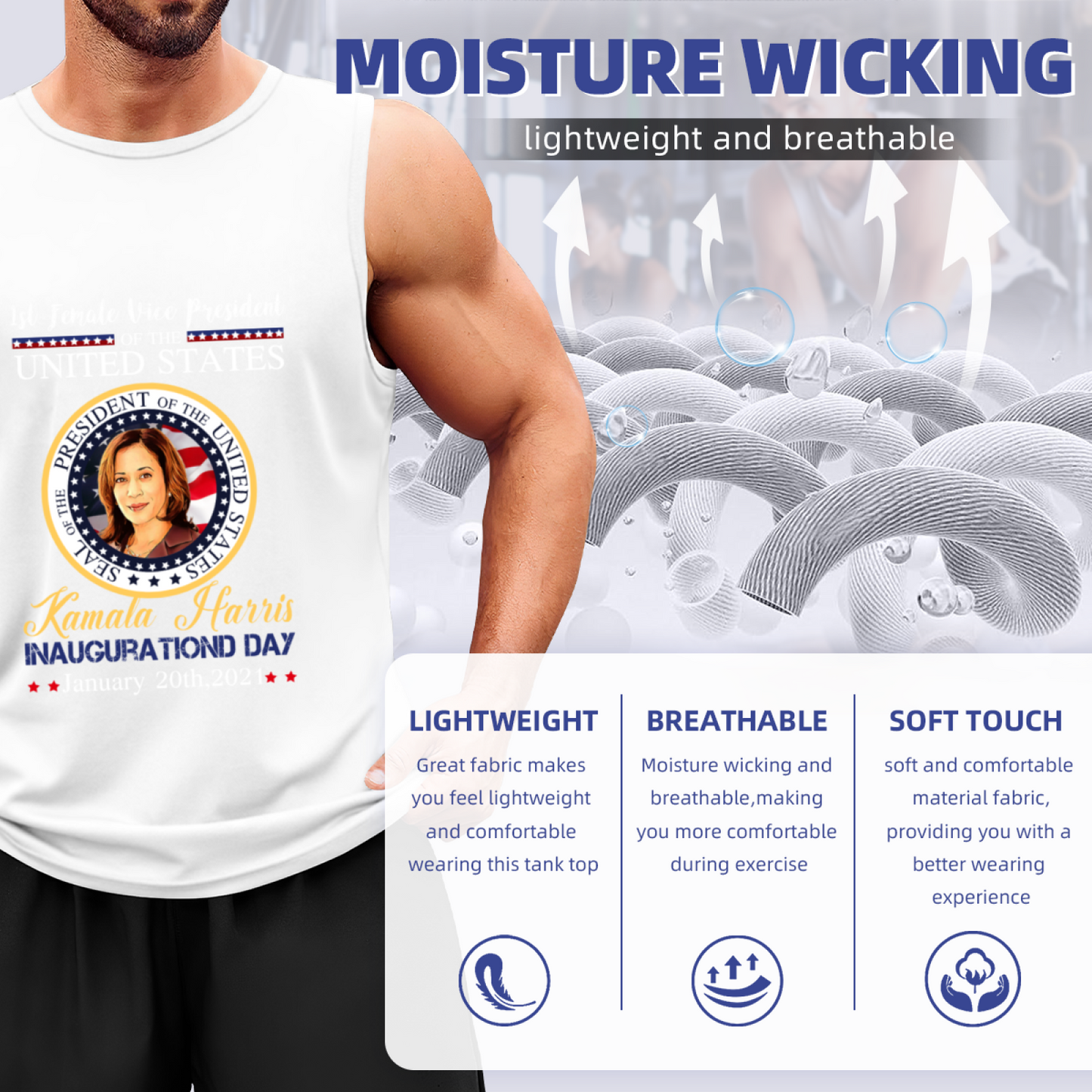 Kamala Harris Inauguration Day Patriotic Print Tank Top