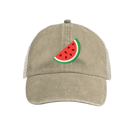 Summer Watermelon Slice Distressed Mesh Hat, Cute Fruit Casual Trucker Cap