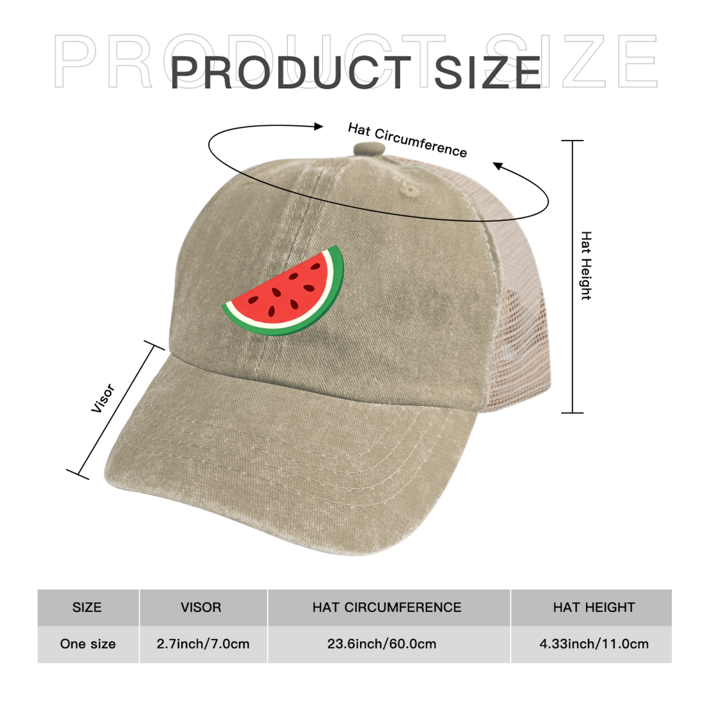 Summer Watermelon Slice Distressed Mesh Hat, Cute Fruit Casual Trucker Cap