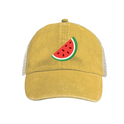 Summer Watermelon Slice Distressed Mesh Hat, Cute Fruit Casual Trucker Cap