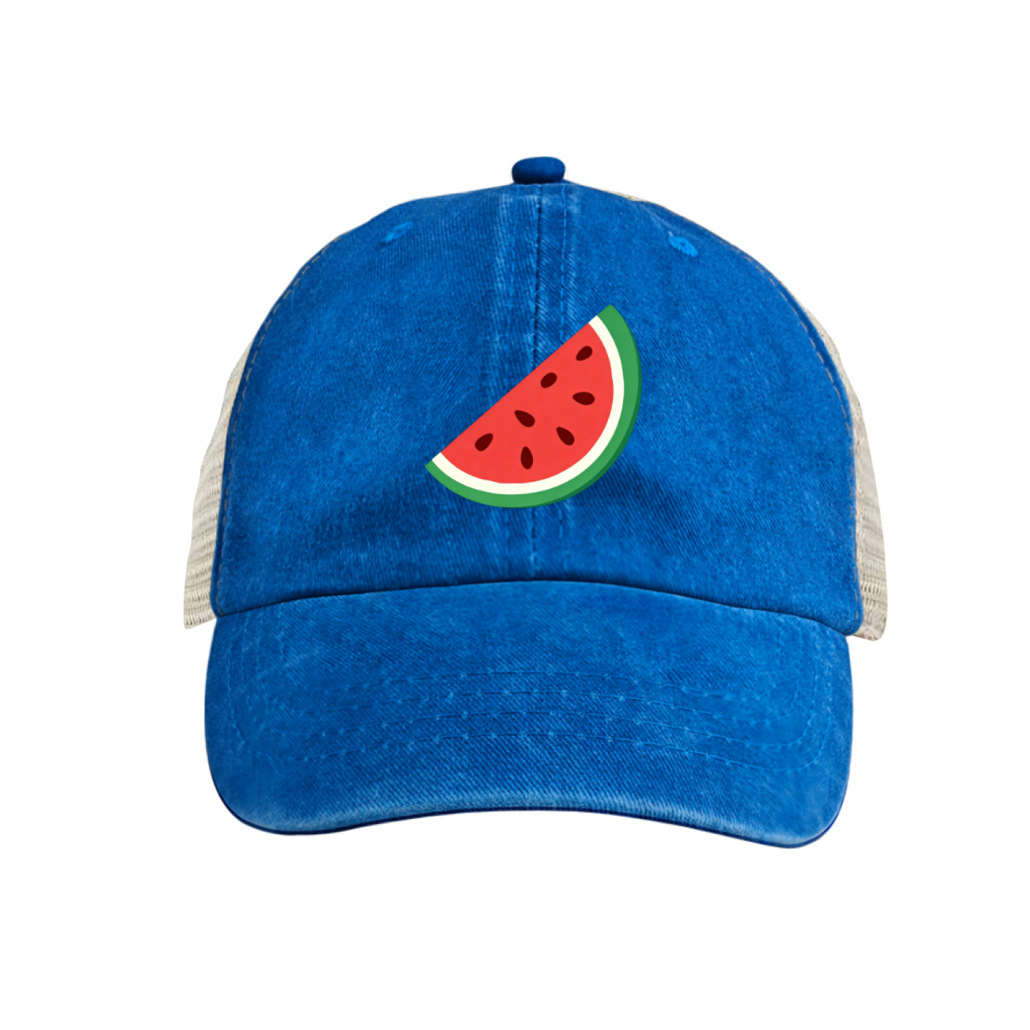 Summer Watermelon Slice Distressed Mesh Hat, Cute Fruit Casual Trucker Cap