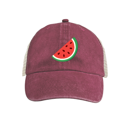 Summer Watermelon Slice Distressed Mesh Hat, Cute Fruit Casual Trucker Cap
