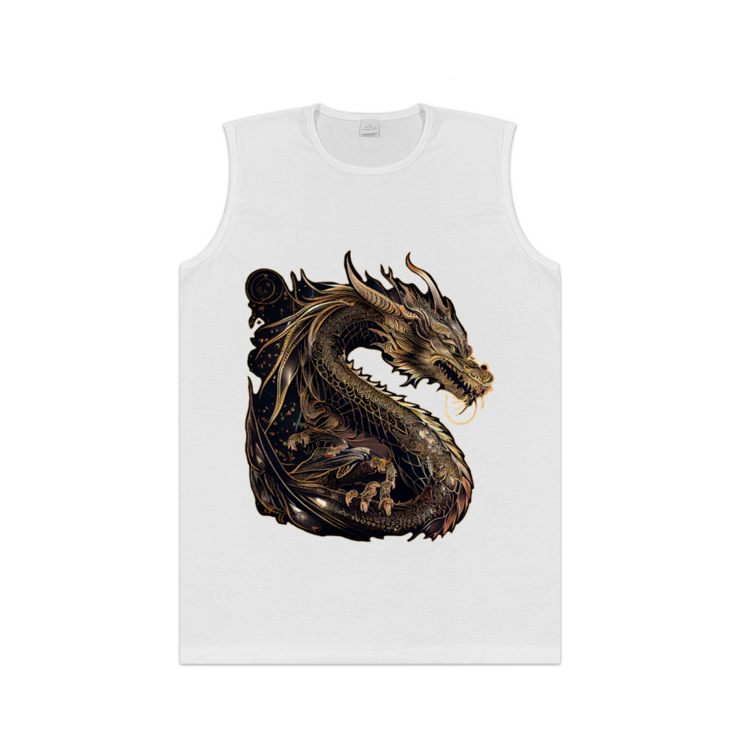 Dark Golden Oriental Dragon Art Streetwear Tank