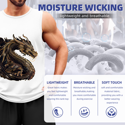 Dark Golden Oriental Dragon Art Streetwear Tank