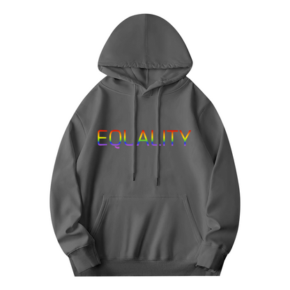 Rainbow Gradient EQUALITY Statement Gray Hoodie, Cozy Pride Daily Pullover